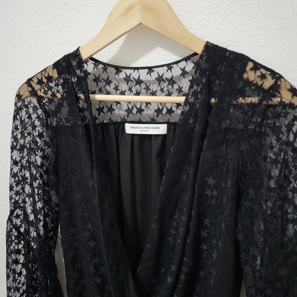 AMANDA UPRICHARD Long Sleeve Mesh Bodysuit Top NWOT - Picture 3 of 8